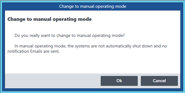 Dialog Switch to Manual Operating Mode