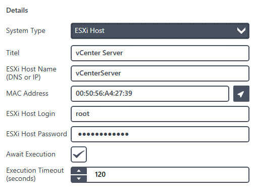 System Settings ESXi Host / vCenter Server