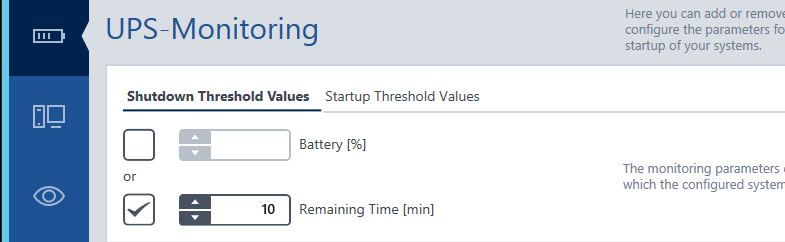 UPS-Monitoring Shutdown Thresholds