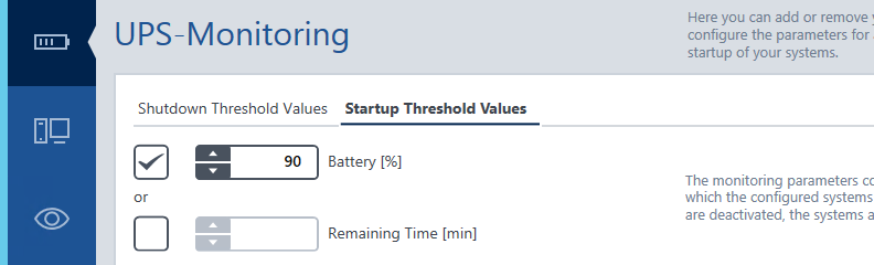 UPS-Monitoring Startup Thresholds