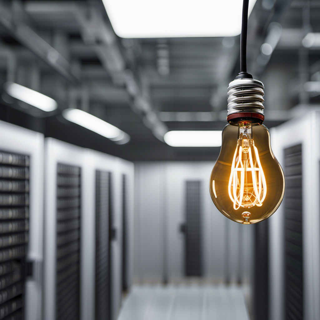 light bulb hanging in data center